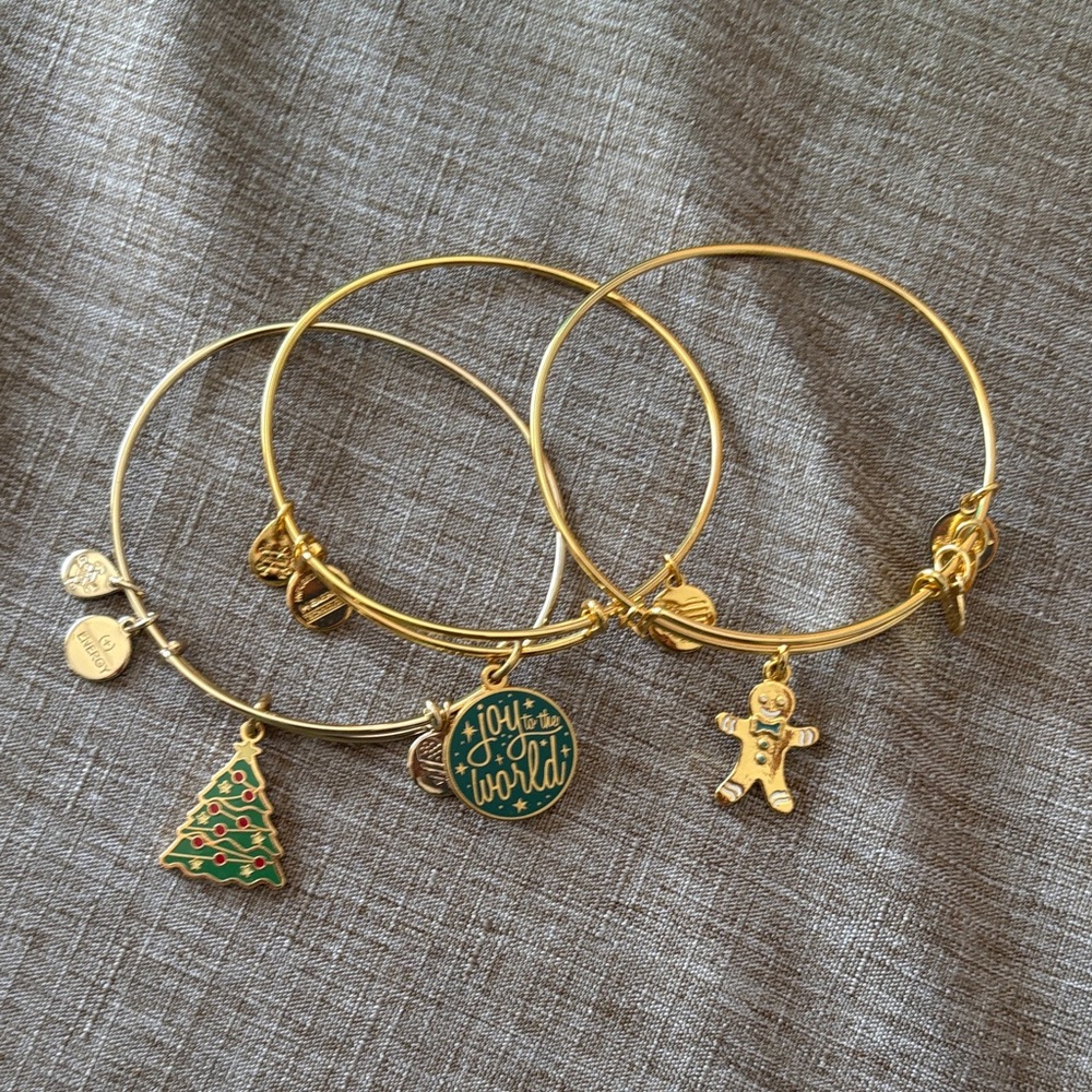 Alex and Ani Christmas Bangle Bracelet Trio Set in Gold
